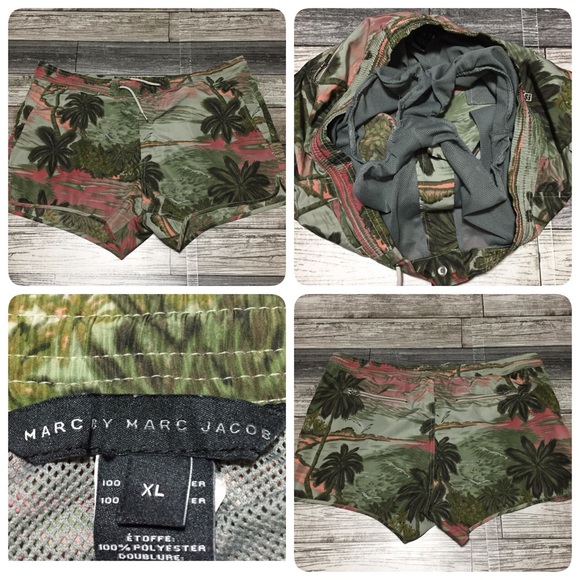 Marc by Marc Jacobs Lined Swim Shorts Men’s XL Green Floral Resort (Inseam 4) - Picture 1 of 10